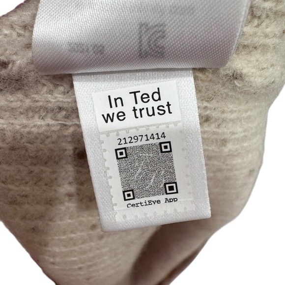 Ted Baker MARNIAA Wool Knit Sweater Midi Dress Puff Sleeve Cream Beige Sz 2/M - Picture 13 of 15